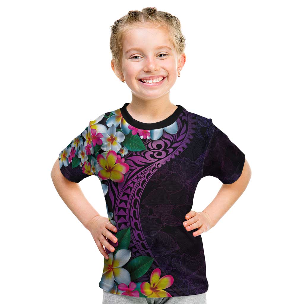 Hawaiian Plumeria-Polynesian Art Tattoo Mauve Color Kid T Shirt LT03 Purple - Polynesian Pride