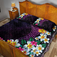 Hawaiian Plumeria-Polynesian Art Tattoo Mauve Color Quilt Bed Set