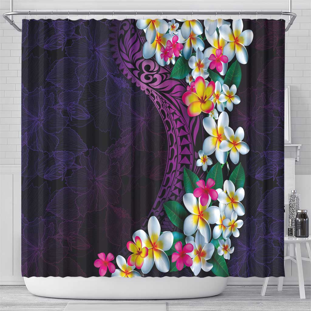 Hawaiian Plumeria-Polynesian Art Tattoo Mauve Color Shower Curtain