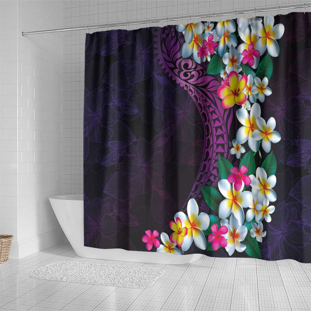 Hawaiian Plumeria-Polynesian Art Tattoo Mauve Color Shower Curtain