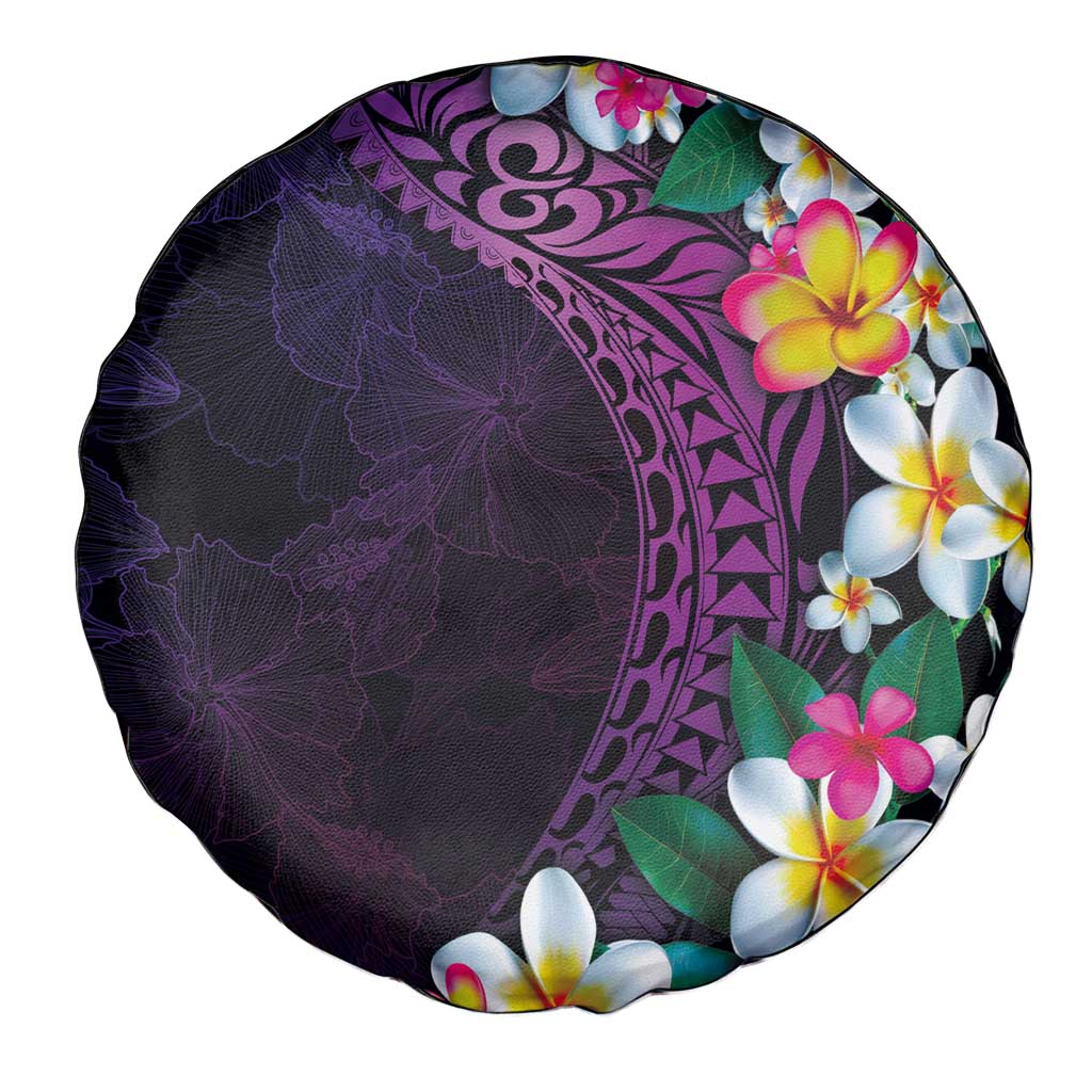 Hawaiian Plumeria-Polynesian Art Tattoo Mauve Color Spare Tire Cover