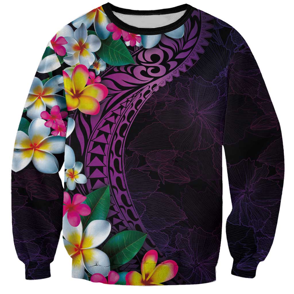 Hawaiian Plumeria-Polynesian Art Tattoo Mauve Color Sweatshirt LT03 Unisex Purple - Polynesian Pride