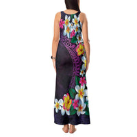 Hawaiian Plumeria-Polynesian Art Tattoo Mauve Color Tank Maxi Dress