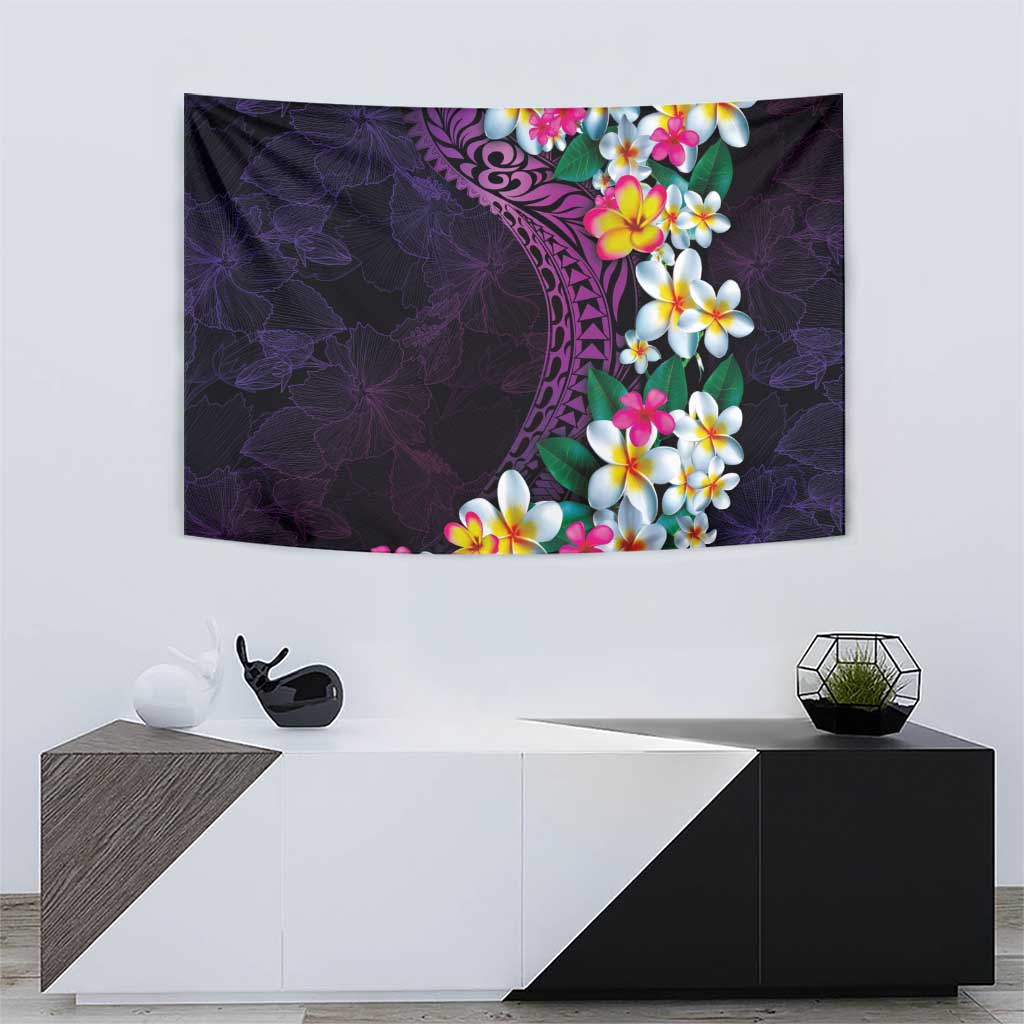 Hawaiian Plumeria-Polynesian Art Tattoo Mauve Color Tapestry