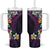 Hawaiian Plumeria-Polynesian Art Tattoo Mauve Color Tumbler With Handle