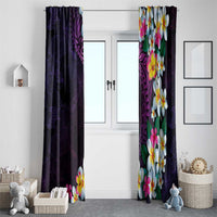 Hawaiian Plumeria-Polynesian Art Tattoo Mauve Color Window Curtain