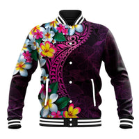 Hawaiian Plumeria-Polynesian Art Tattoo Plum Pink Color Baseball Jacket
