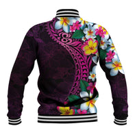 Hawaiian Plumeria-Polynesian Art Tattoo Plum Pink Color Baseball Jacket