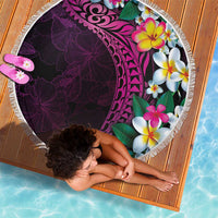Hawaiian Plumeria-Polynesian Art Tattoo Plum Pink Color Beach Blanket