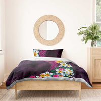Hawaiian Plumeria-Polynesian Art Tattoo Plum Pink Color Bedding Set