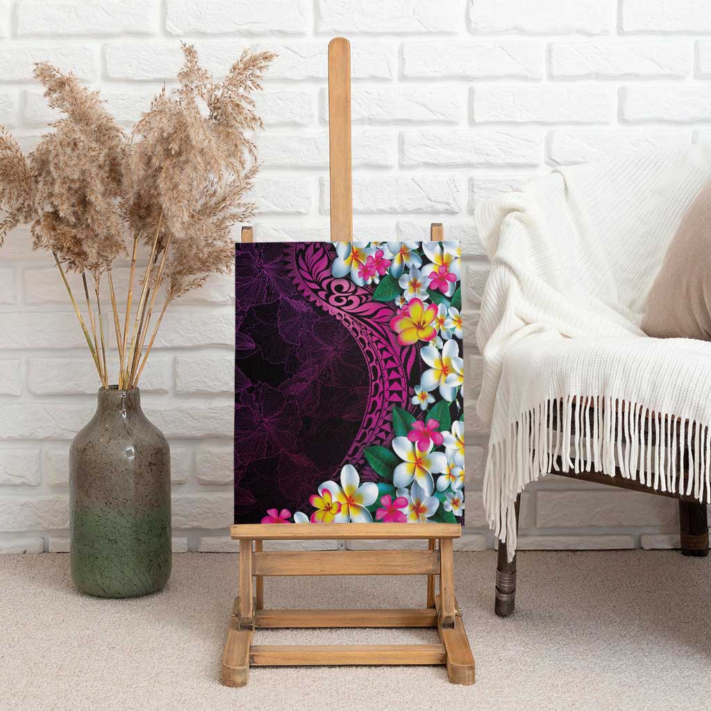 Hawaiian Plumeria-Polynesian Art Tattoo Plum Pink Color Canvas Wall Art