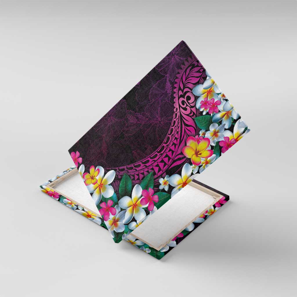 Hawaiian Plumeria-Polynesian Art Tattoo Plum Pink Color Canvas Wall Art