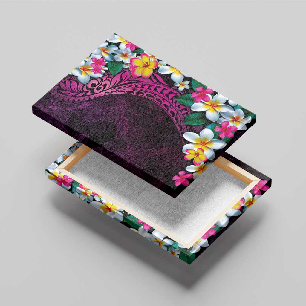 Hawaiian Plumeria-Polynesian Art Tattoo Plum Pink Color Canvas Wall Art