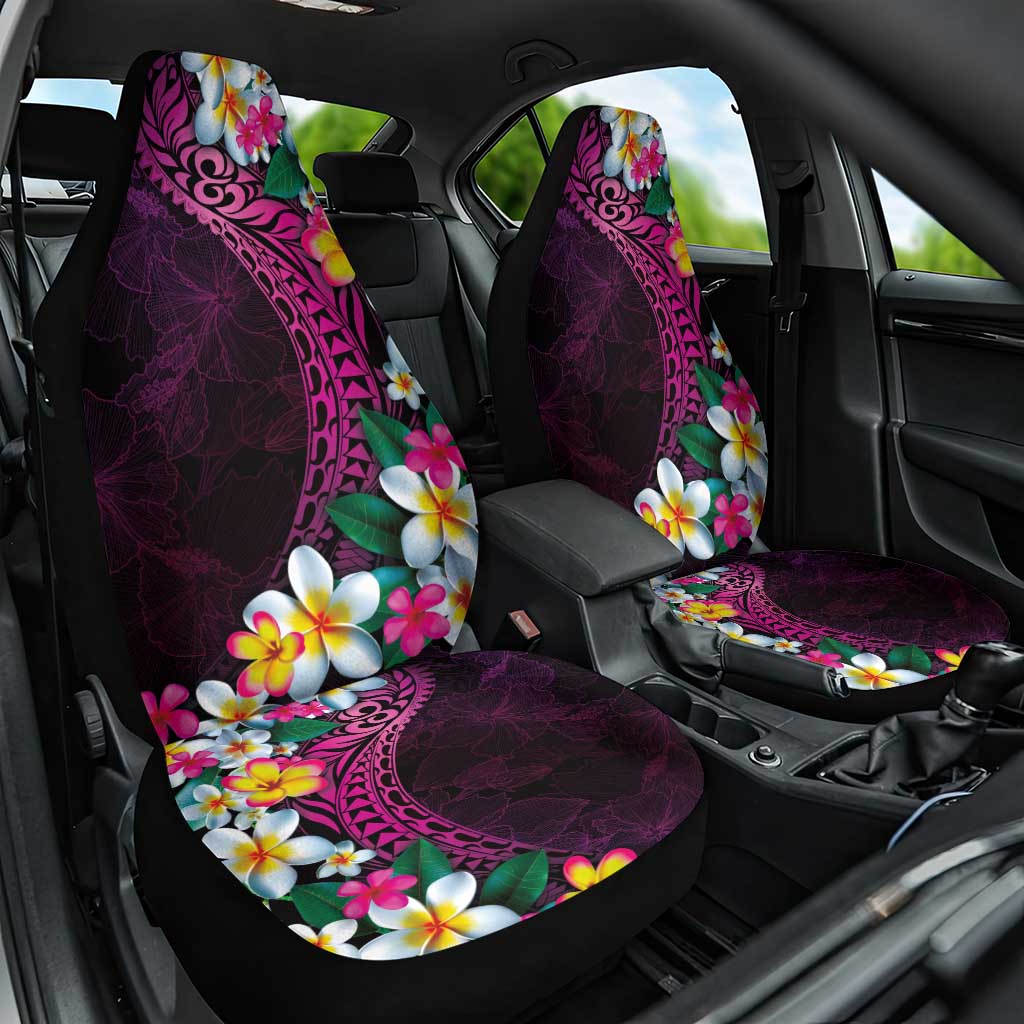 Hawaiian Plumeria-Polynesian Art Tattoo Plum Pink Color Car Seat Cover