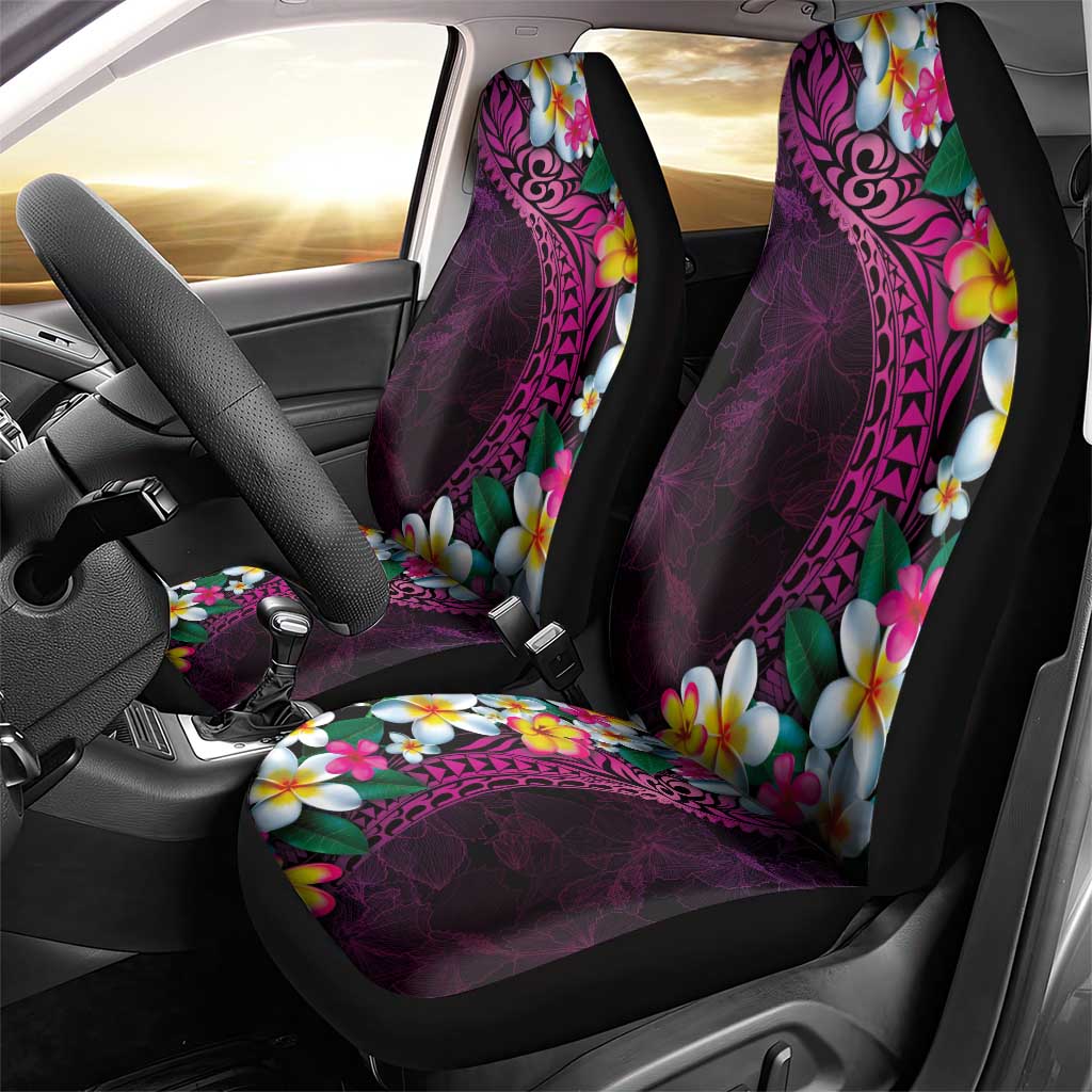 Hawaiian Plumeria-Polynesian Art Tattoo Plum Pink Color Car Seat Cover