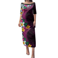 Hawaiian Plumeria-Polynesian Art Tattoo Plum Pink Color Family Matching Puletasi and Hawaiian Shirt LT03 Mom's Dress Pink - Polynesian Pride