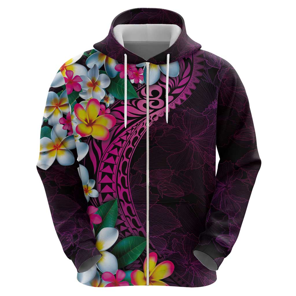 Hawaiian Plumeria-Polynesian Art Tattoo Plum Pink Color Hoodie