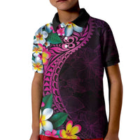 Hawaiian Plumeria-Polynesian Art Tattoo Plum Pink Color Kid Polo Shirt