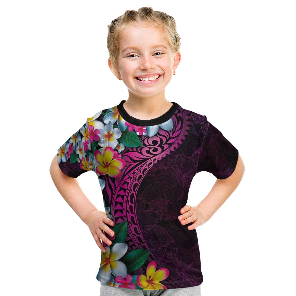Hawaiian Plumeria-Polynesian Art Tattoo Plum Pink Color Kid T Shirt LT03 Pink - Polynesian Pride