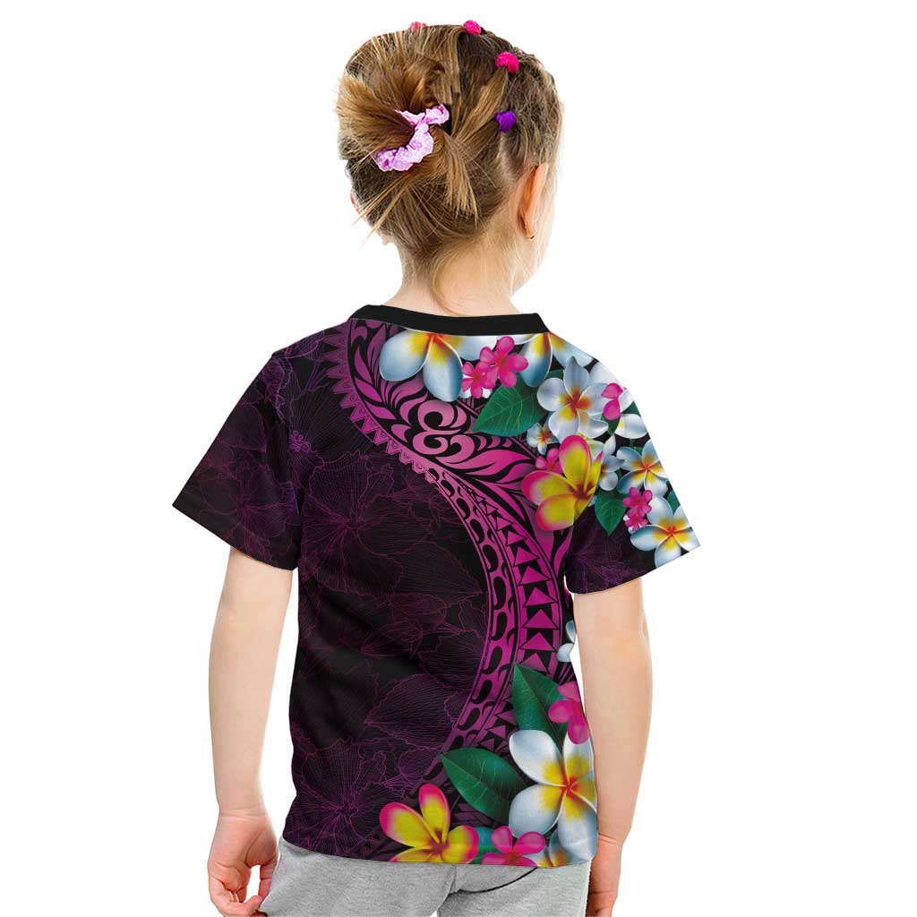 Hawaiian Plumeria-Polynesian Art Tattoo Plum Pink Color Kid T Shirt LT03 - Polynesian Pride