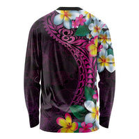 Hawaiian Plumeria-Polynesian Art Tattoo Plum Pink Color Long Sleeve Shirt LT03 - Polynesian Pride