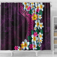 Hawaiian Plumeria-Polynesian Art Tattoo Plum Pink Color Shower Curtain