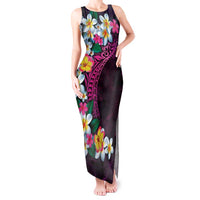 Hawaiian Plumeria-Polynesian Art Tattoo Plum Pink Color Tank Maxi Dress