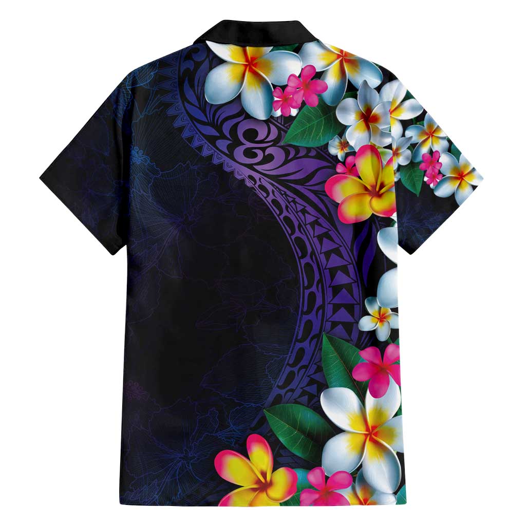 Hawaiian Plumeria-Polynesian Art Tattoo Frosted Blue Violet Color Family Matching Puletasi and Hawaiian Shirt LT03 - Polynesian Pride