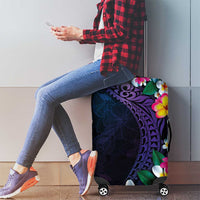 Hawaiian Plumeria-Polynesian Art Tattoo Frosted Blue Violet Color Luggage Cover