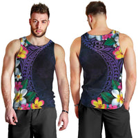 Hawaiian Plumeria-Polynesian Art Tattoo Frosted Blue Violet Color Men Tank Top LT03 - Polynesian Pride
