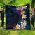 Hawaiian Plumeria-Polynesian Art Tattoo Frosted Blue Violet Color Quilt