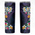 Hawaiian Plumeria-Polynesian Art Tattoo Frosted Blue Violet Color Skinny Tumbler
