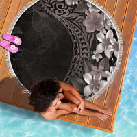 Hawaiian Plumeria-Polynesian Art Tattoo Grayscale Color Beach Blanket