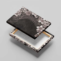 Hawaiian Plumeria-Polynesian Art Tattoo Grayscale Color Canvas Wall Art