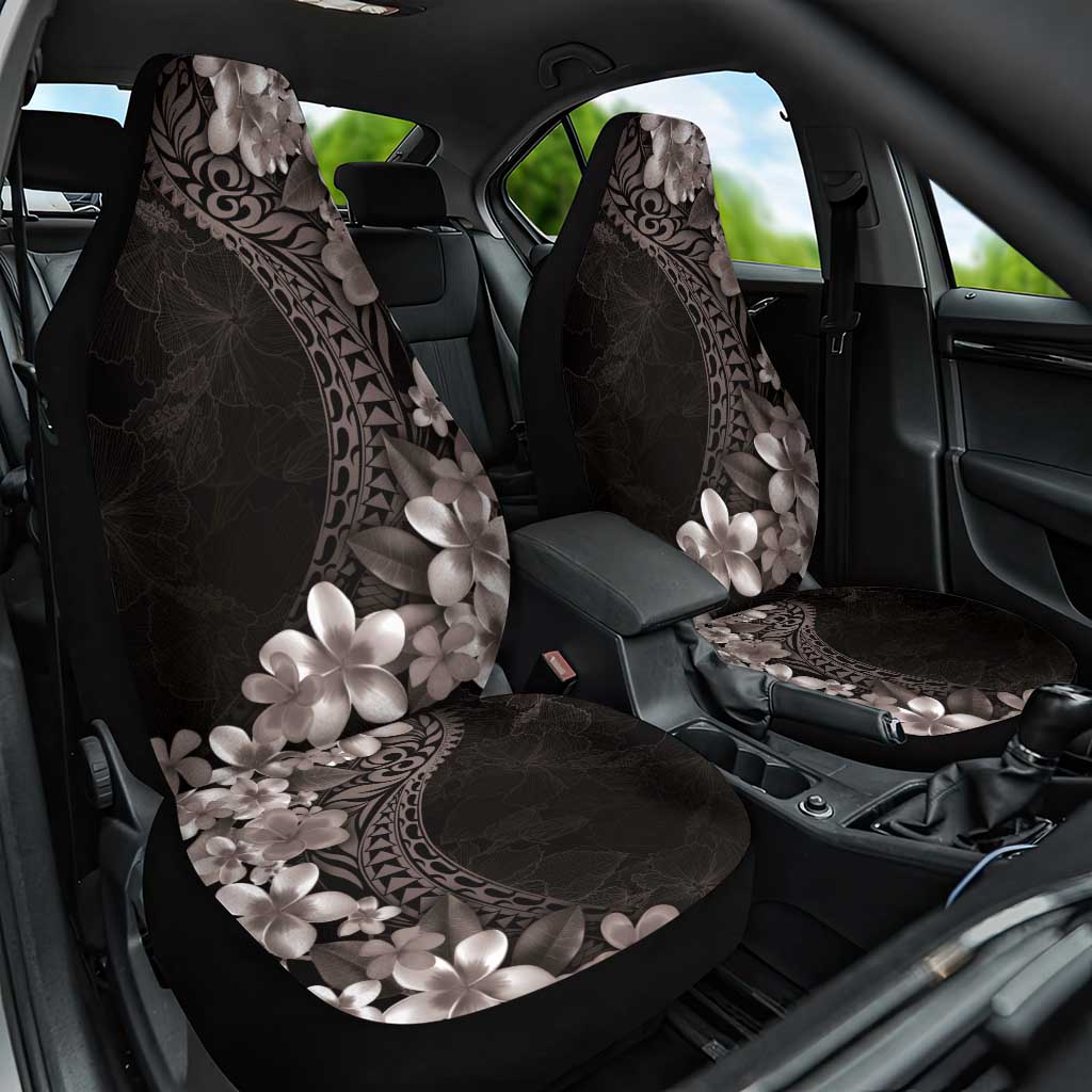 Hawaiian Plumeria-Polynesian Art Tattoo Grayscale Color Car Seat Cover