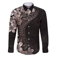 Hawaiian Plumeria-Polynesian Art Tattoo Grayscale Color Family Matching Long Sleeve Bodycon Dress and Hawaiian Shirt