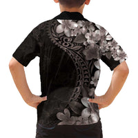 Hawaiian Plumeria-Polynesian Art Tattoo Grayscale Color Family Matching Puletasi and Hawaiian Shirt LT03 - Polynesian Pride