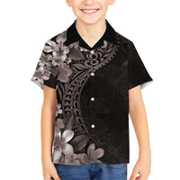 Hawaiian Plumeria-Polynesian Art Tattoo Grayscale Color Family Matching Short Sleeve Bodycon Dress and Hawaiian Shirt
