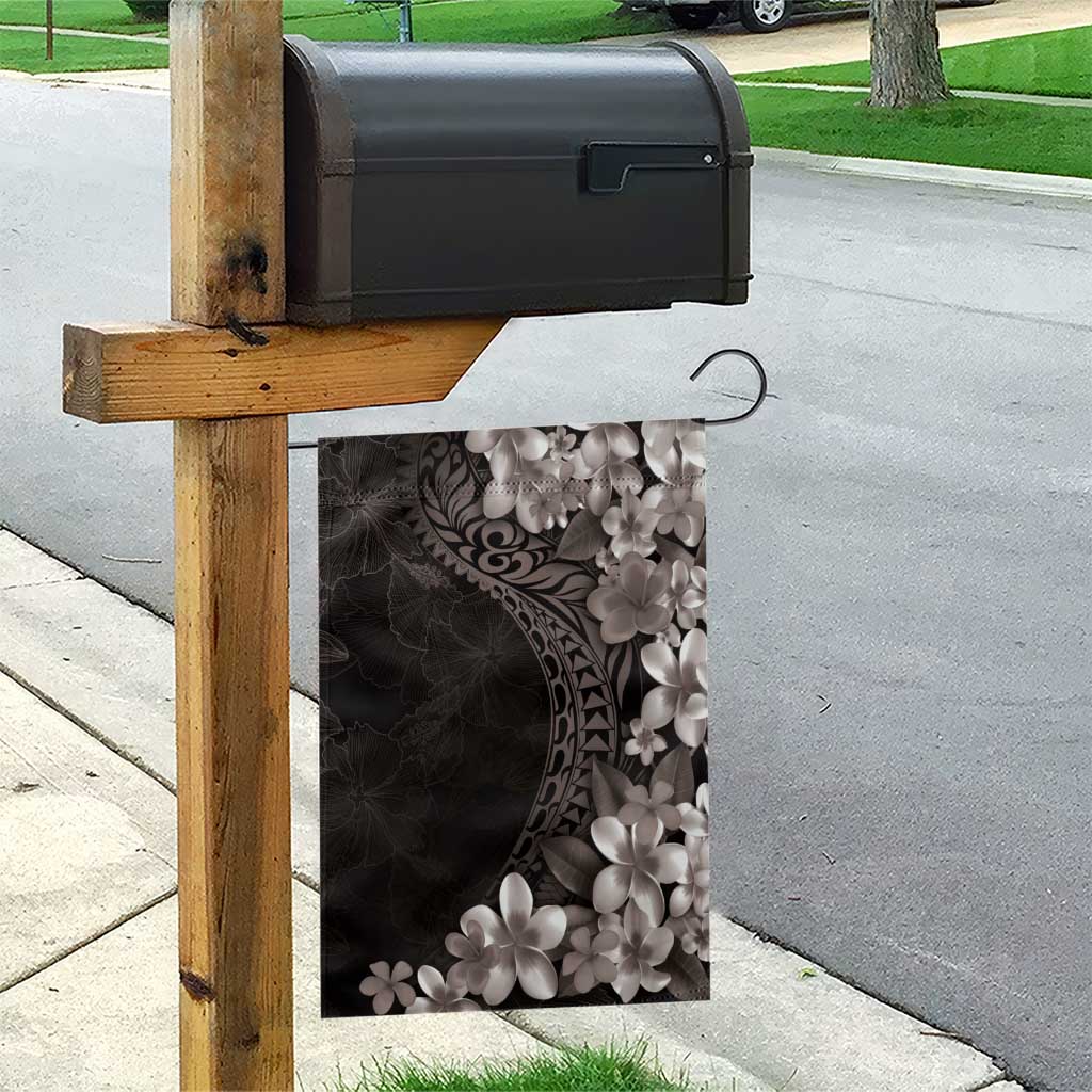 Hawaiian Plumeria-Polynesian Art Tattoo Grayscale Color Garden Flag