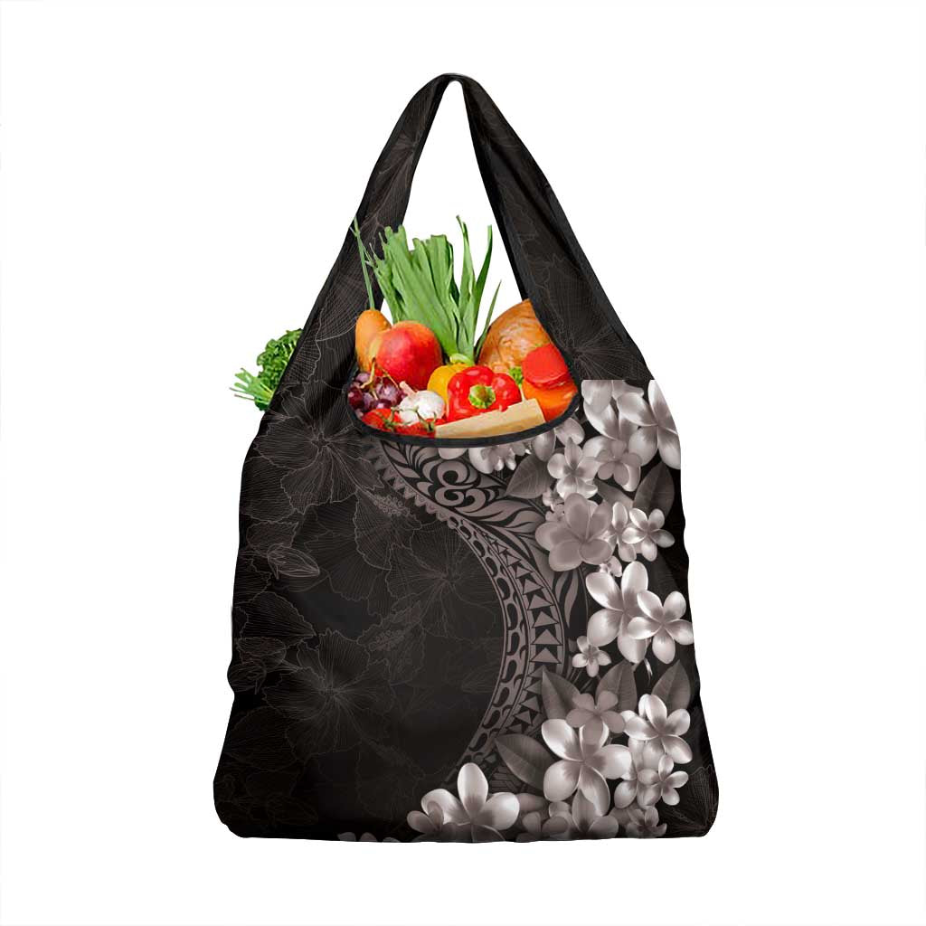 Hawaiian Plumeria-Polynesian Art Tattoo Grayscale Color Grocery Bag LT03 1-pack One Size Gray - Polynesian Pride