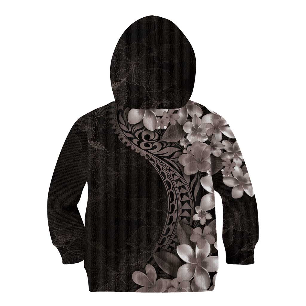 Hawaiian Plumeria-Polynesian Art Tattoo Grayscale Color Kid Hoodie