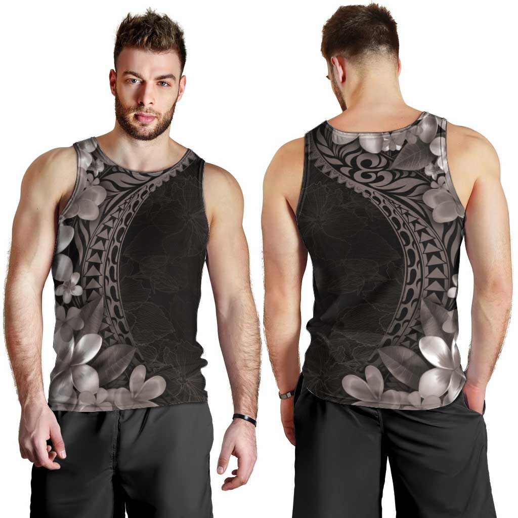 Hawaiian Plumeria-Polynesian Art Tattoo Grayscale Color Men Tank Top