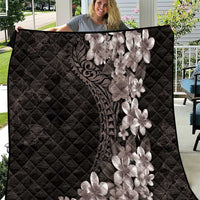 Hawaiian Plumeria-Polynesian Art Tattoo Grayscale Color Quilt