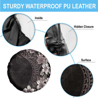 Hawaiian Plumeria-Polynesian Art Tattoo Grayscale Color Spare Tire Cover