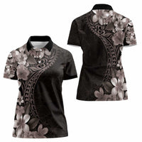 Hawaiian Plumeria-Polynesian Art Tattoo Grayscale Color Women Polo Shirt