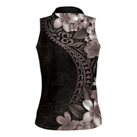 Hawaiian Plumeria-Polynesian Art Tattoo Grayscale Color Women Sleeveless Polo Shirt LT03 - Polynesian Pride