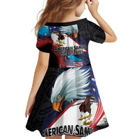 American Samoa and United States Together Family Matching Tank Maxi Dress and Hawaiian Shirt National Flag with Eagle-Hibiscus and Rose