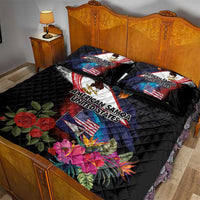 American Samoa and United States Together Quilt Bed Set National Flag with Eagle-Hibiscus and Rose