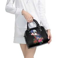 American Samoa and United States Together Shoulder Handbag National Flag with Eagle-Hibiscus and Rose