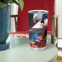 American Samoa and United States Together Tumbler Cup National Flag with Eagle-Hibiscus and Rose LT03 - Polynesian Pride